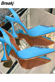 Buckle Drill Women Pumps Office Lady High Quality Wedding Shoes Rose Red Satin High Heels Women Stiletto Sandals