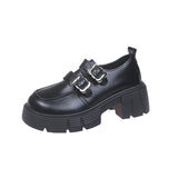 Breakj Small Leather Shoes Women's New Spring Black Lefu Shoes With Coarse Heel Height And Mary Jane Single
