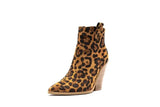 Gold Snake Print Ankle Boots For Women Wedge High Heels Boots Woman Runway Design Chunky Heels Botas Mujer Western