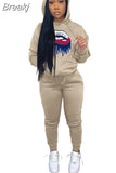 Two Piece Set Women Hooded Sweatsuits Fashion Pink Letter Leopard Print Tracksuit Casual Female Outfits Streetwear
