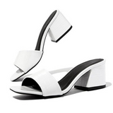 Women Pumps Slippers Ladies Square Toe Female Slides Summer Shoes Sandals High Heels 2023 Indoor Zapato