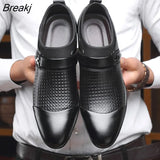 Man Leather Shoes Slip On Flats Oxford Business Office Formal Wedding Shoe Pointed Toe Men Dress Leather Shoes