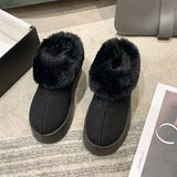 Boots With Fur Women's Rubber Shoes Rain Flat Heel Australia Plush Lolita Snow Leather Med Ladies Basic Ethnic Slipper
