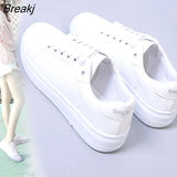 Spring Tennis Female Lace-up White Shoes Woman Luxury PU Leather Platform Solid Color Ladies Autumn Casual Elegant