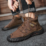 Men Hiking Shoes lace up plush Warm Walking Shoes Outdoor Non-slip high top Ankle Boots Winter Soft Sneakers men snow