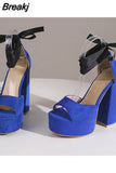 High Heeled Women's Sandals New Fashion 2023 Summer Ankle Buckle Flock Sandals European Style Sexy Party Banquet