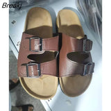 Women's Vintage Slippers Thick Bottom Retro Flat Sandals Buckle Strap Outside Summer Woman Shoes Ladies Slides Female
