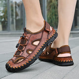 Men Summer Sandals 2023 New Casual Leather Beach Sandals Men's Shoes Free Shipping Breathable Comfortable Soft Roman Men