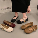 Leather Retro Round Head Metal Buckle Love Shoes Girl Spring 2024 Korean Version Of The New Ugly Cute Mori Shoes