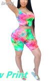Women Tie Dye Print 2 Pieces Sets Tracksuits Crop Top Side Lace-Up Bandage Shorts Ladies Sexy Tracksuits Hollow