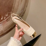 Women's Wedding Shoes Cross-tied Ankle Strap Sandals Gold Toe Mid Heels Dress Shoes Mixed Color Sandalias Mujer