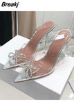 Bowknot Women Pumps Clear Heels For Women Transparent Shoes Summer PVC Slingback High Heel Sandals Ladies Jelly