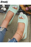 Candy Color Women Sandals Summer Rome Slip-On Breathable Non-slip Shoes Woman Slides Solid Female