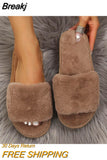 Women's Winter Home Slippers Cute Autumn Solid Color Warmth Thick Plush PVC Non-Slip Leisure Shoes Soft Bedroom Floor