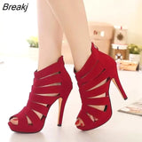 New Fashion Women Sandals Fashion Sexy High Heels Platform Pumps Peep Toe Sandals Casual White Red Wedding