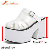 High Heels Women's Sandals 2023 Simply Style Roma Platform Sandals Round Toe Hollow Out Comfy Walking Ladies Shoes