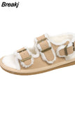 Womens Shoes 2023 Flat Sandals Summer Heels Large Size Suit Female Beige Luxury Without Gladiator Girls Comfort Clogs