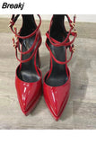 Brand Woman Shoe Shining High Heel Women Pumps Elegant Ankle Strap Female Platform Shoes Office Lady Summer Women