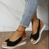 for Women Fashion Buckle Peep Toe Comfort Lightweight Wedges Sandals Summer Wear-resistant Women Office Wedding