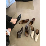 Breakj Half Slippers Women Small Head Slope And High Heel Cool Drag Fashion Outside Wearing Coarse Heel Lazy Muller