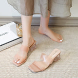 Women Pumps Sandals PVC Jelly Slippers Open Toe Low Heels Women Transparent Perspex Slippers Shoes Heel Clear