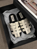 Slippers, Women Wear A Slip-on Summer 2024 New Baotou Black, Silver Woven Semi-drag Casual Sandals, Women's
