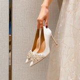 Spring and Autumn New Fashion Bridal Shoes Not Tired Feet Red Female Stiletto Pointed Toe Comfortable High