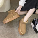 Women's Short Plush Warm Snow Boots Casual Shoes 2023 New Suede Chelsea Ankle Boots Elegant Party Striptease Snow