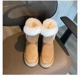 Thickened Velvet Women's Snow Boots Round Toe Mid-heeled Ankle Boots Solid Color Casual and Comfortable Women's