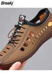 Summer Men's Casual Sandals Fashion Hollow Out Breathable Shoes Flat Business Soft Bottom Sneakers Sandalias