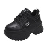 White Black Chunky Sneakers Women Spring Autumn Thick Bottom Dad Shoes Woman Fashion PU Leather Platform Sneakers