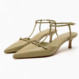 Heeled Shoes Slip On Lace-Up Work Dress Professional Sexy Pump Pointed Wedge 2023 Stiletto Slip-On Gold Black Office