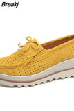 Women Flats Shoes Platform Sneakers Slip On Flats Leather Suede Ladies Loafers Moccasins Casual Shoes Women
