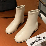 Winter New Round Head Leather Surface with Plush for Warm and Comfortable Short Tubed Large Heel Women's Naked