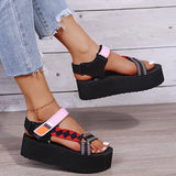 New Summer Women's Shallow Mouth Leaky Toe Platform Sandals Outdoor Simple Mixed Color Wedge Sandals Women's