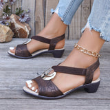 Breakj Plus Size 2025 New Thick Heel Sandals Women's Metal Buckle Hemp Rope Wedge Low Sole High Heel Fish Mouth