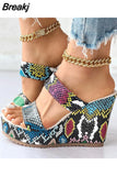 Dropship Platform Wedges Mules Sandals 2023 Summer New Floral Pattern Slide Sandals Comfy Beach Shoes Outside Slider