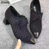 Women's Pointed Toe Sandals Luxury Breathable Mesh Bowknot Rhinestone Clear Elegant Mid-Heeled Simple Pump Shoes Mesh