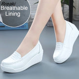 Women Wedge Platform Shoes Fashion Comfortable Increase Casual Slip-on Women's Loafers Summer Hollow Out Breathable