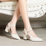 Hauts Talons Women Classic White Pu Leather Buckle Strap High Heel Shoes Lady Casual Black High Heels Sexy Shoes