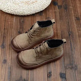 Retro Short Boots Japanese Thick-Sole Students Doll Shoes Mori Round Head Lace-Up Ankle Boots College Wind Womens