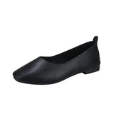 Chunsen Female Flat-Soled Square-Headed Single Shoes Two Shallow-Mouthed Pregnant Grandmother Shoes Retro Semi-Dragging Fairy Lazy