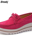 Women Flats Shoes Platform Sneakers Slip On Flats Leather Suede Ladies Loafers Moccasins Casual Shoes Women