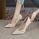 2023 New Summer Women's Stiletto High Heels Thin Heels Artificial Leather Pointed