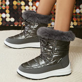 Winter Super Warm Thick Plush Cotton Padded Boots Women Non Slip Waterproof Snow Boots Woman Faux Fur Platform Ankle