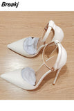 Strap classic pointed toe high-heeled exquisite elegant single shoes 12cm high heel ladies party shoes QP121