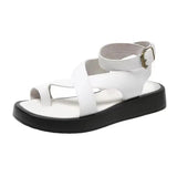 Women Summer Sandals 2023 New Genuine Leather Ladies Sandals Flat Fashion Sandals Women Wedges Shoes for