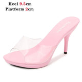 For Women 2023 Summer New Fashion Design Transparent Thin Heel Party Shoes 9.5cm High Heels Ladies Open Toe