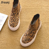 Winter Shoes Women Chelsea Boots Thick Sole Leopard Winter Shoes Warm Plush Women's Boots Woman Ankle Botas