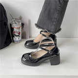 Summer Solid Color Light Mouth Shiny Leather Surface One Line Buckle Strap Versatile Women High Heels Women's Single